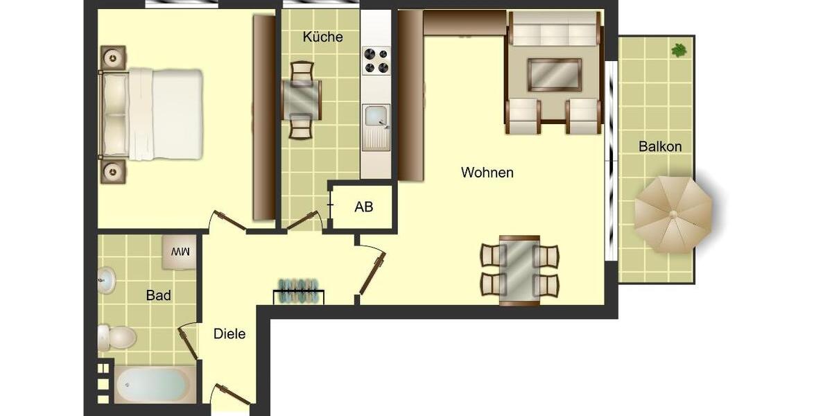 Etagenwohnung Voerde (Niederrhein) - 2.5 Zimmer, 65 m&sup2;, 309&euro; | Angebot:18910665