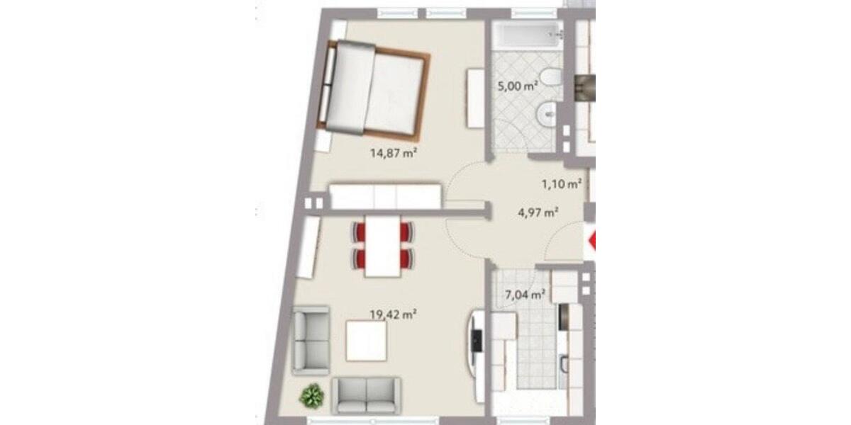 Erdgeschoßwohnung Duisburg Mittelmeiderich - 2 Zimmer, 52 m&sup2;, 450&euro; | Angebot:26647866