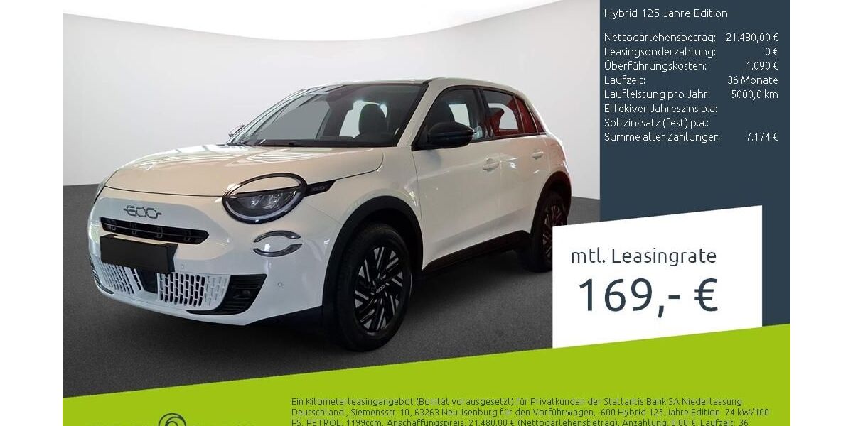 Fiat 600 2.500 km 21.260 &euro; Borken 46325