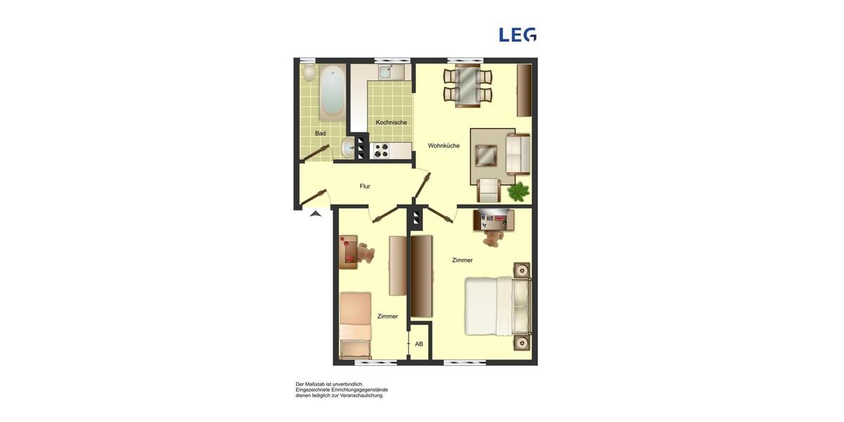 Erdgeschoßwohnung Bocholt Feldmark - 2 Zimmer, 49 m&sup2;, 479&euro; | Angebot:26105659