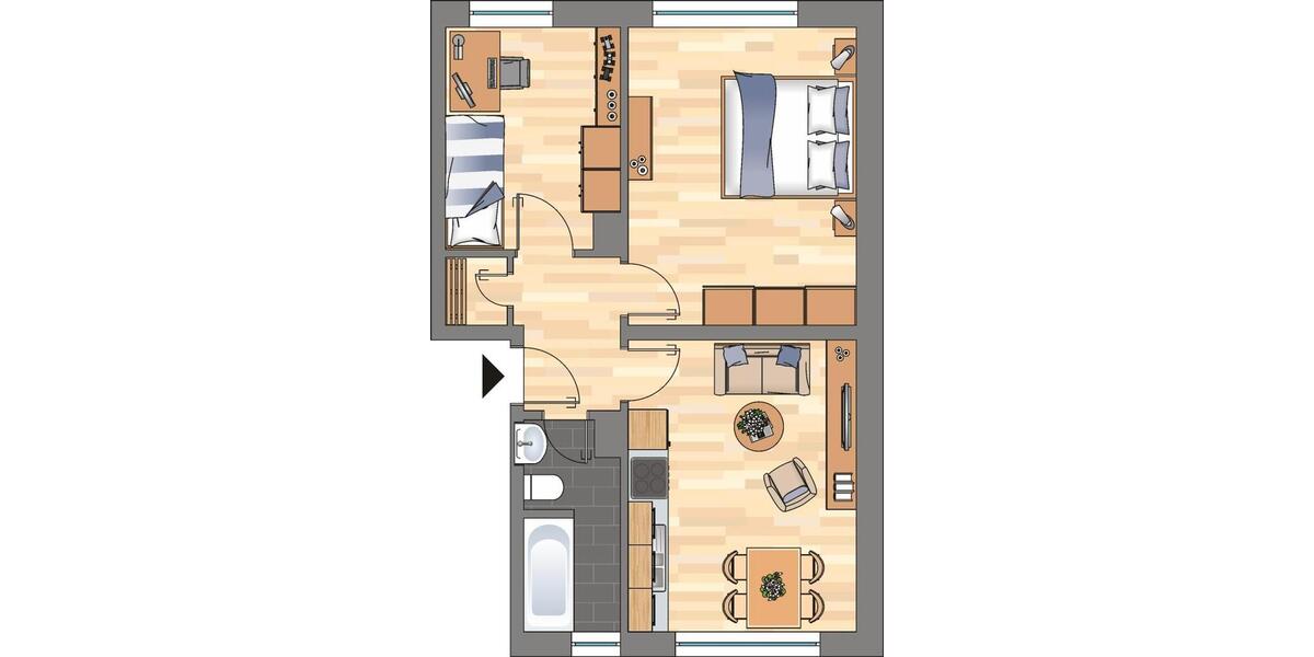 Erdgeschoßwohnung Oberhausen Alt-Oberhausen - 2 Zimmer, 47 m&sup2;, 449&euro; | Angebot:26019350