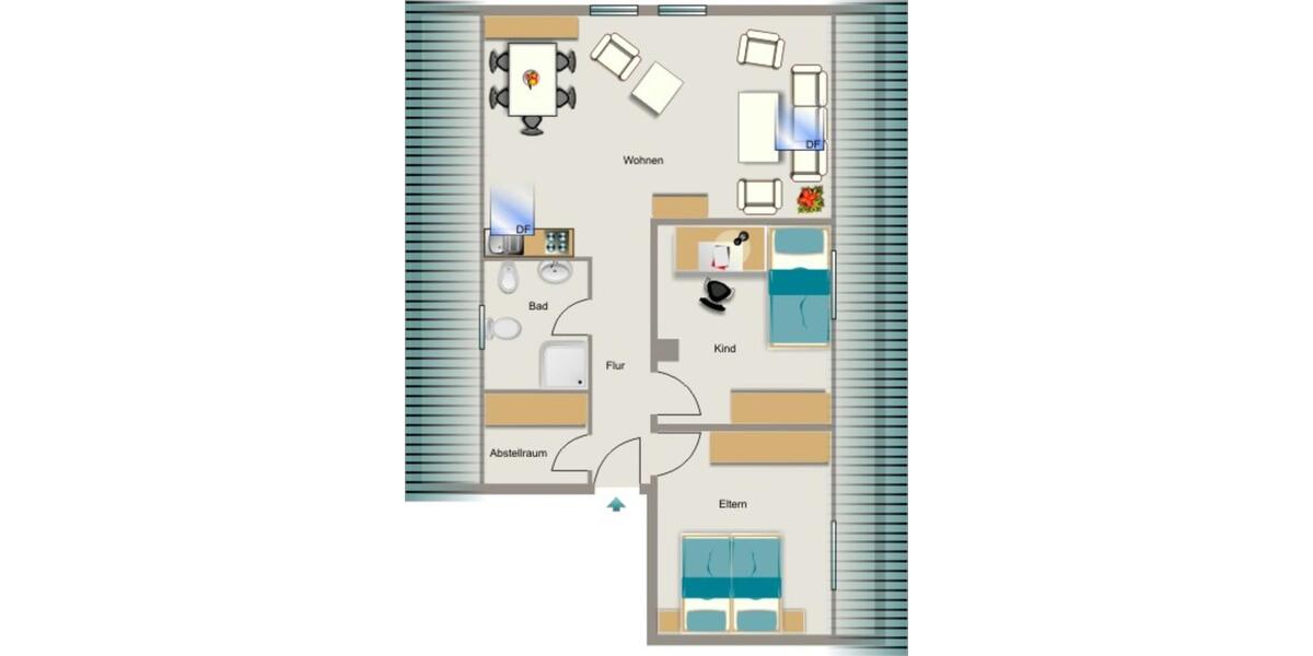 Dachgeschoßwohnung Duisburg Hochheide - 2.5 Zimmer, 49 m&sup2;, 452&euro; | Angebot:26627518