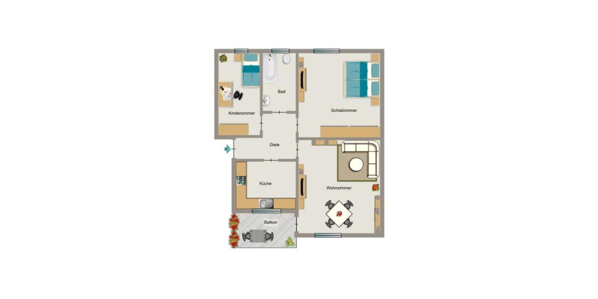 Etagenwohnung Oberhausen Biefang - 3.5 Zimmer, 64 m&sup2;, 562&euro; | Angebot:25962684