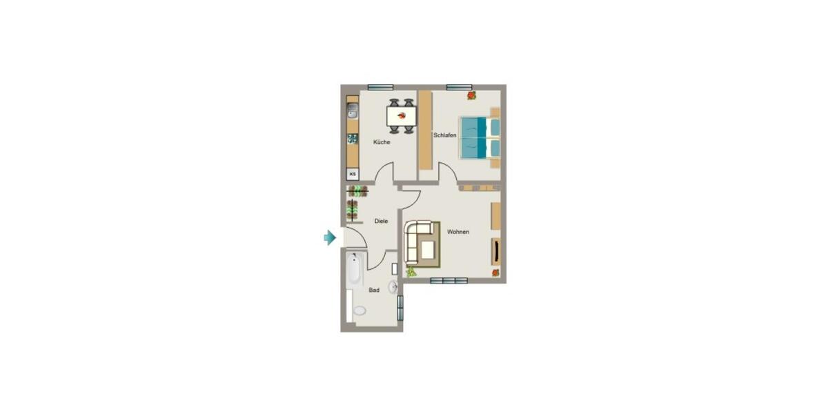 Erdgeschoßwohnung Duisburg Hamborn - 2.5 Zimmer, 59 m&sup2;, 363&euro; | Angebot:26554668