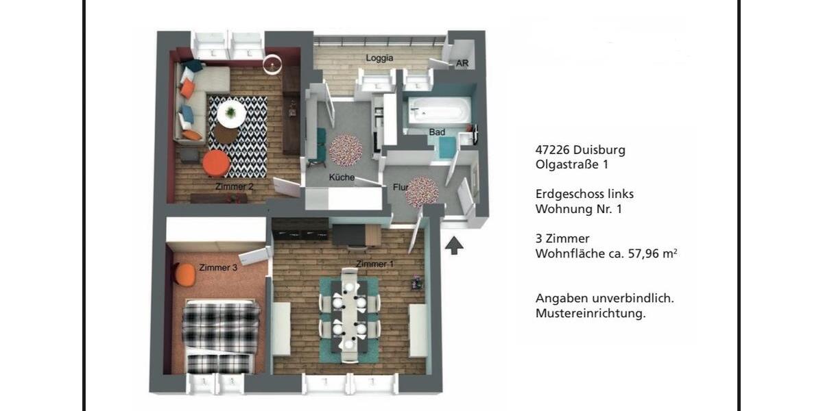Erdgeschoßwohnung Duisburg Rheinhausen - 3.5 Zimmer, 115.000&euro; | Angebot:22271787