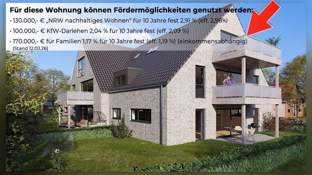 Etagenwohnung Borken - 2 Zimmer, 63 m&sup2;, 259.000&euro; | Angebot:25774547