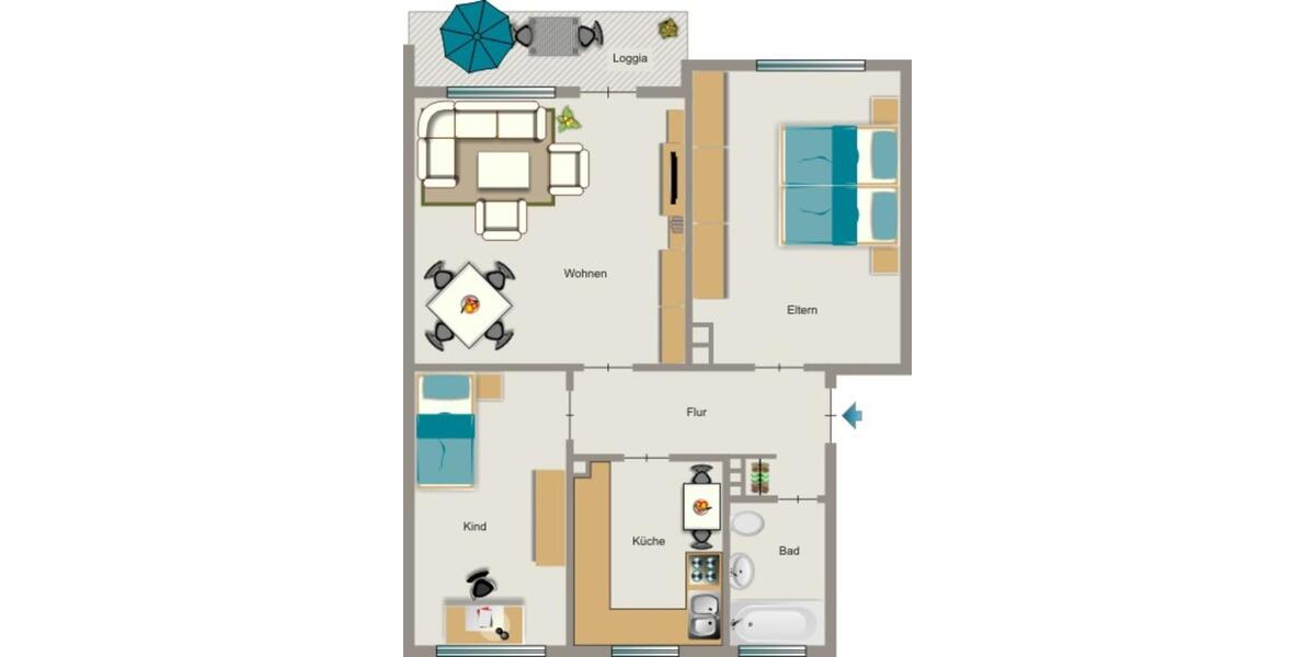 Etagenwohnung Duisburg Walsum - 3.5 Zimmer, 57 m&sup2;, 479&euro; | Angebot:25877322