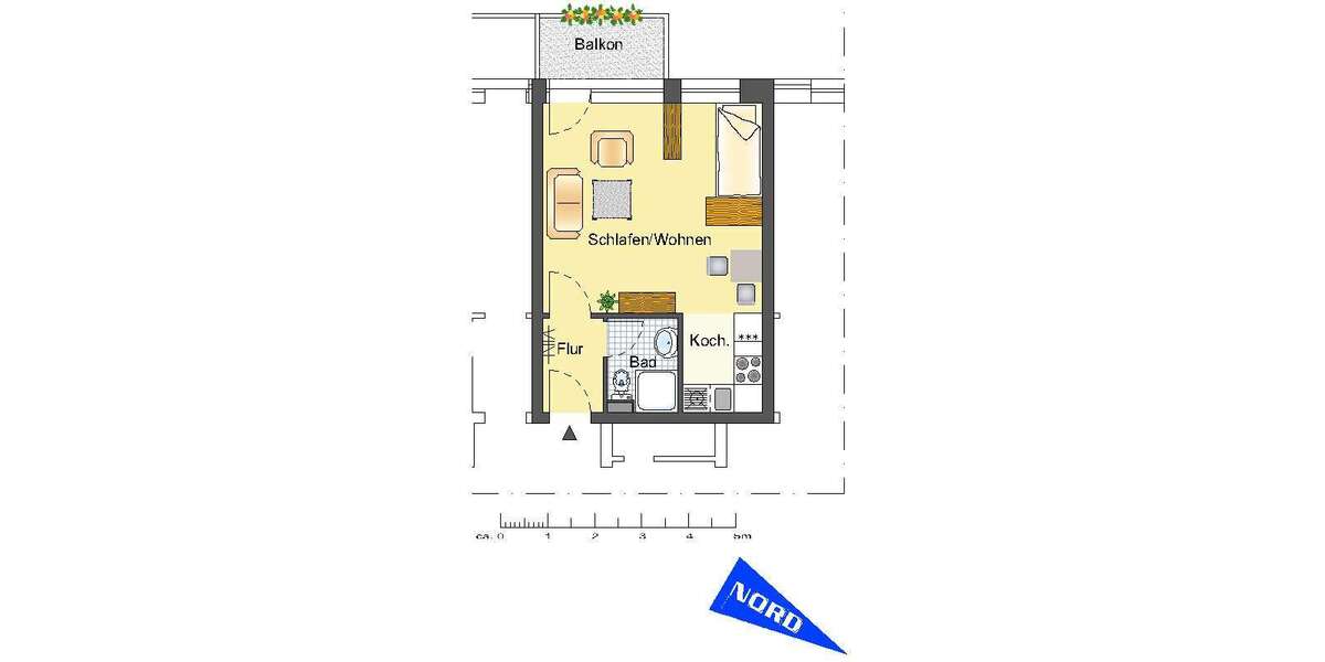 Etagenwohnung Dorsten Holsterhausen - 1 Zimmer, 31 m&sup2;, 299&euro; | Angebot:26098568