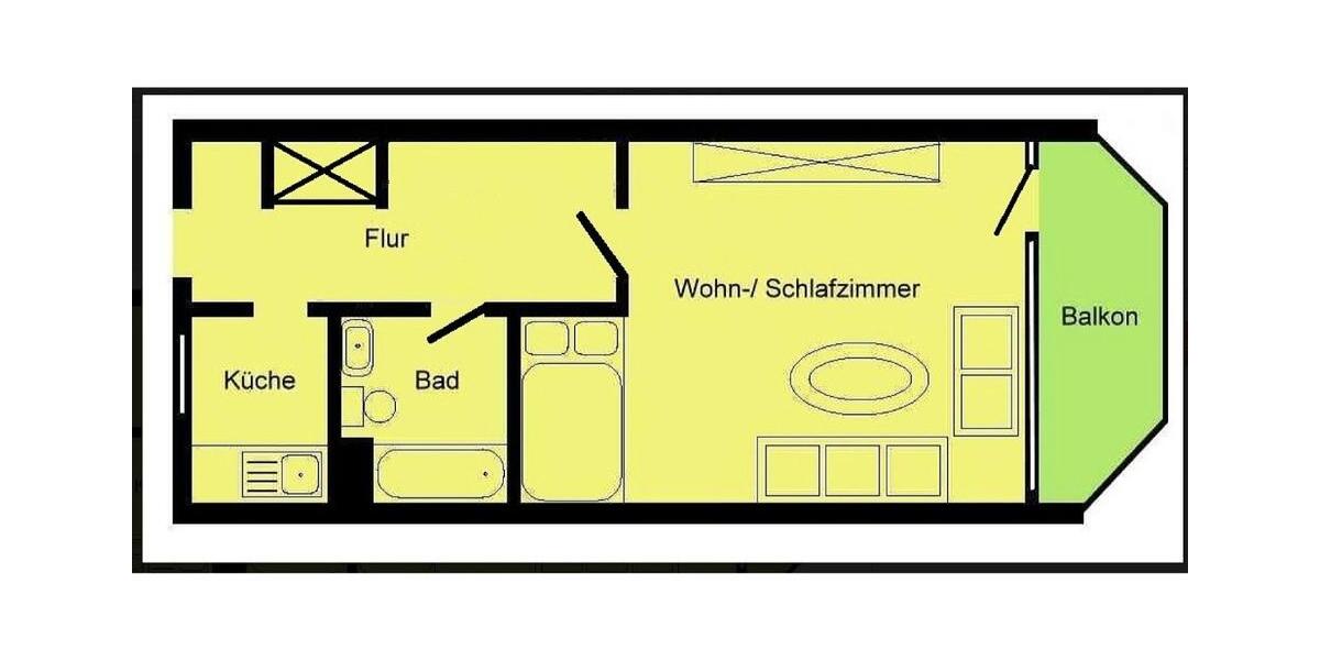 Etagenwohnung Oberhausen - 1.5 Zimmer, 44 m&sup2;, 51.000&euro; | Angebot:27233749