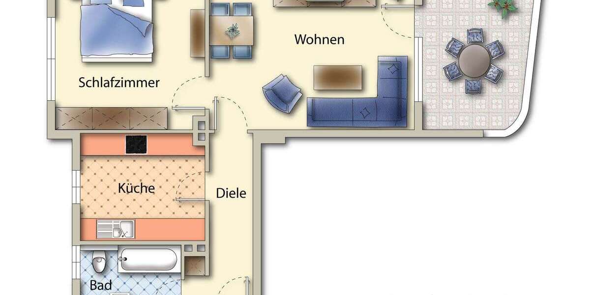 Etagenwohnung Gladbeck Zweckel - 2.5 Zimmer, 53 m&sup2;, 410&euro; | Angebot:25936479