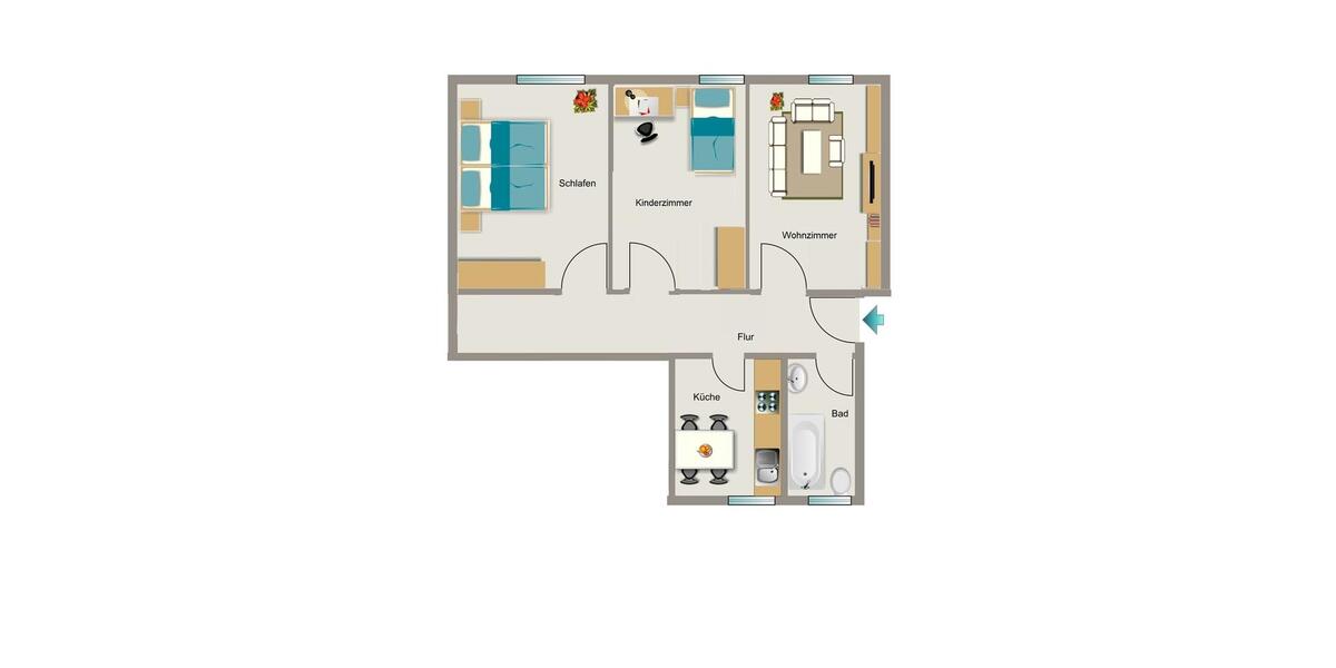 Dachgeschoßwohnung Duisburg Hamborn - 3.5 Zimmer, 79 m&sup2;, 419&euro; | Angebot:26597038