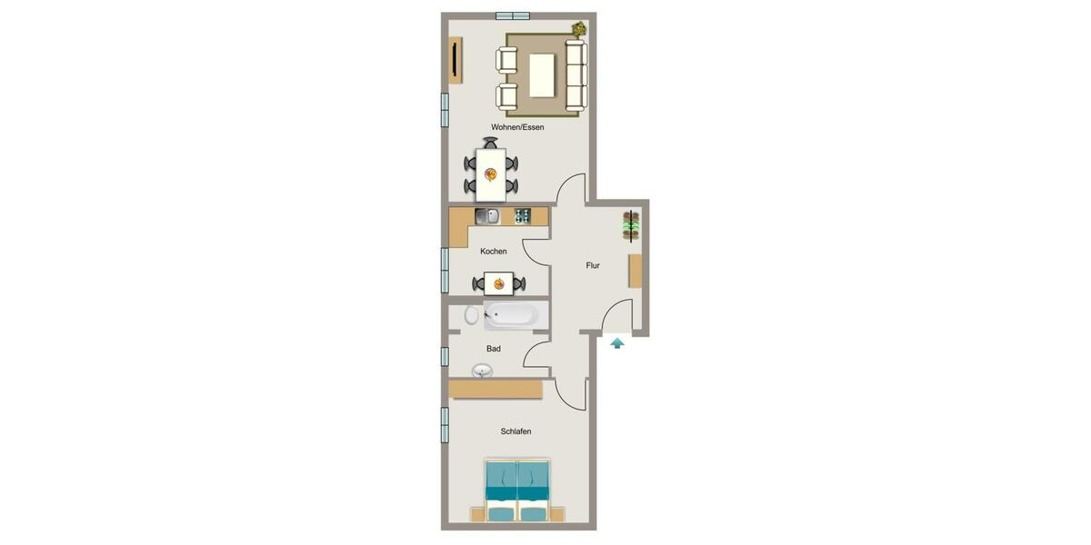 Erdgeschoßwohnung Duisburg Hamborn - 2.5 Zimmer, 54 m&sup2;, 310&euro; | Angebot:26043937