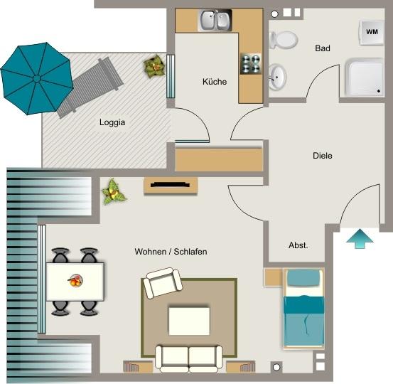 Dachgeschoßwohnung Kamp-Lintfort Lintfort - 1.5 Zimmer, 49 m&sup2;, 383&euro; | Angebot:26042967