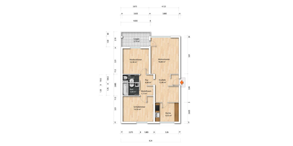 Etagenwohnung Dorsten Alt-Wulfen - 3 Zimmer, 82 m&sup2;, 635&euro; | Angebot:26649705