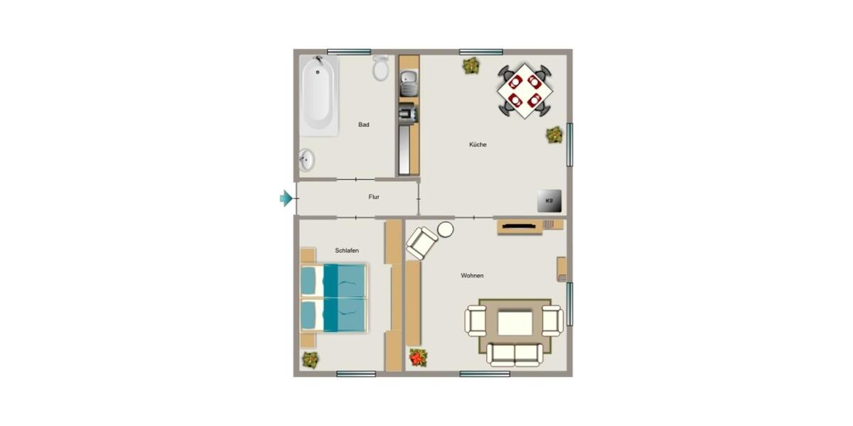 Etagenwohnung Oberhausen Biefang - 2.5 Zimmer, 51 m&sup2;, 348&euro; | Angebot:25986111