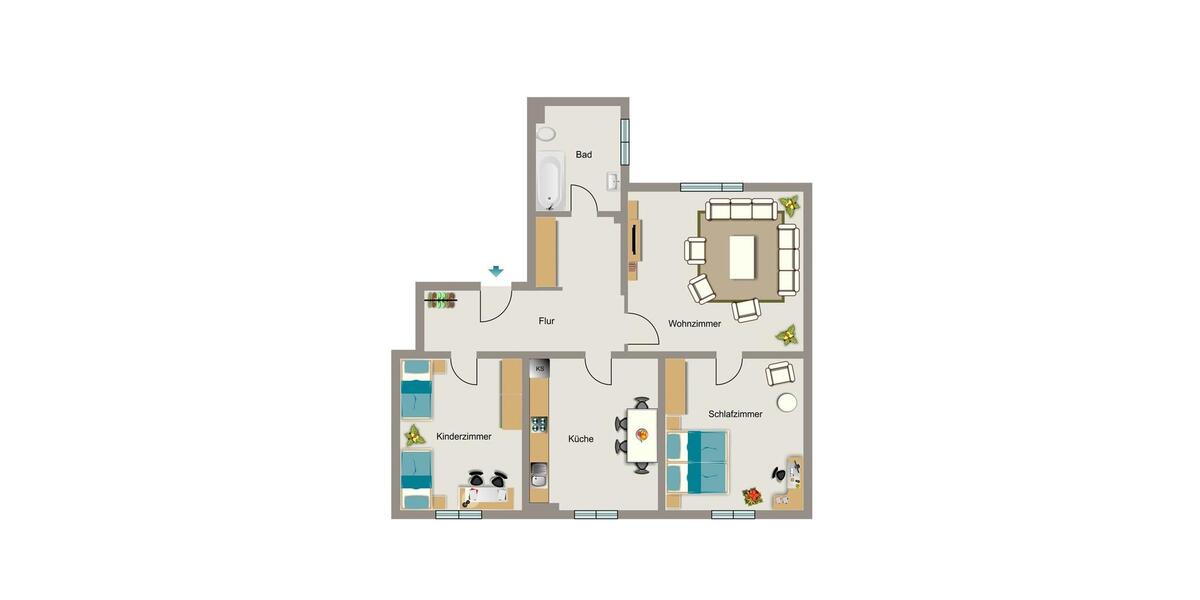 Dachgeschoßwohnung Duisburg Hamborn - 3.5 Zimmer, 69 m&sup2;, 369&euro; | Angebot:24542897