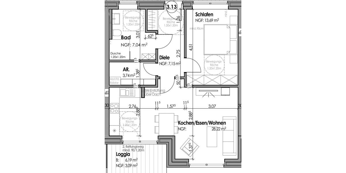 Etagenwohnung Borken - 2 Zimmer, 63 m&sup2;, 882&euro; | Angebot:23858074