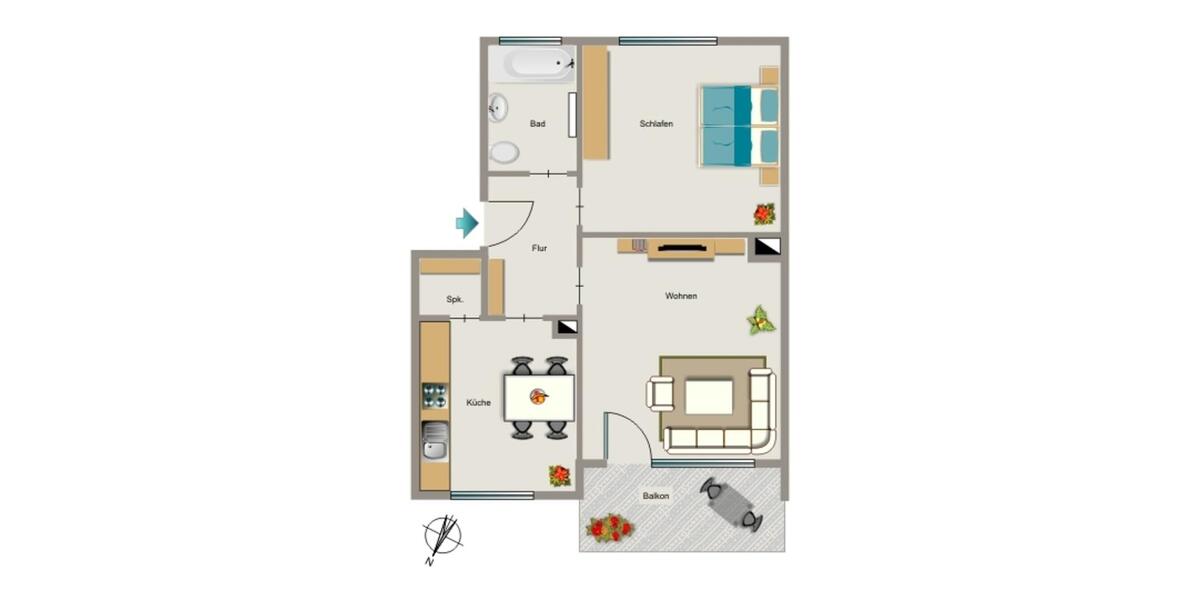 Etagenwohnung Bottrop Batenbrock - 2.5 Zimmer, 56 m&sup2;, 416&euro; | Angebot:26630931