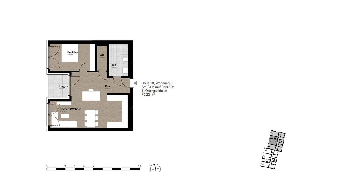 Etagenwohnung Gelsenkirchen Gelsenkirchen-Nord - 2 Zimmer, 70 m&sup2;, 775&euro; | Angebot:25852204