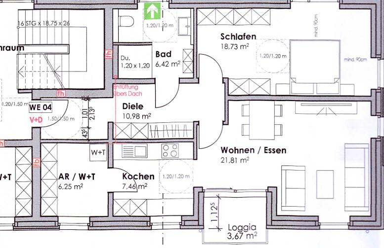 Etagenwohnung Bocholt Stenern - 2 Zimmer, 73 m&sup2;, 990&euro; | Angebot:26688712