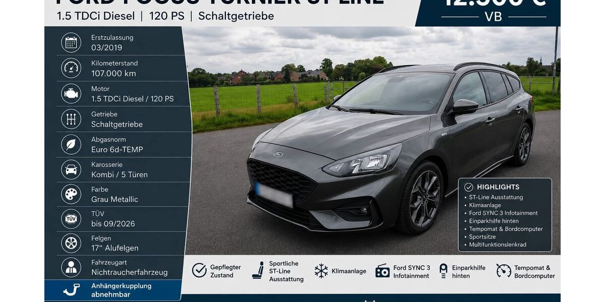 Ford Focus 107.000 km 12.500 &euro; Wesel 46487