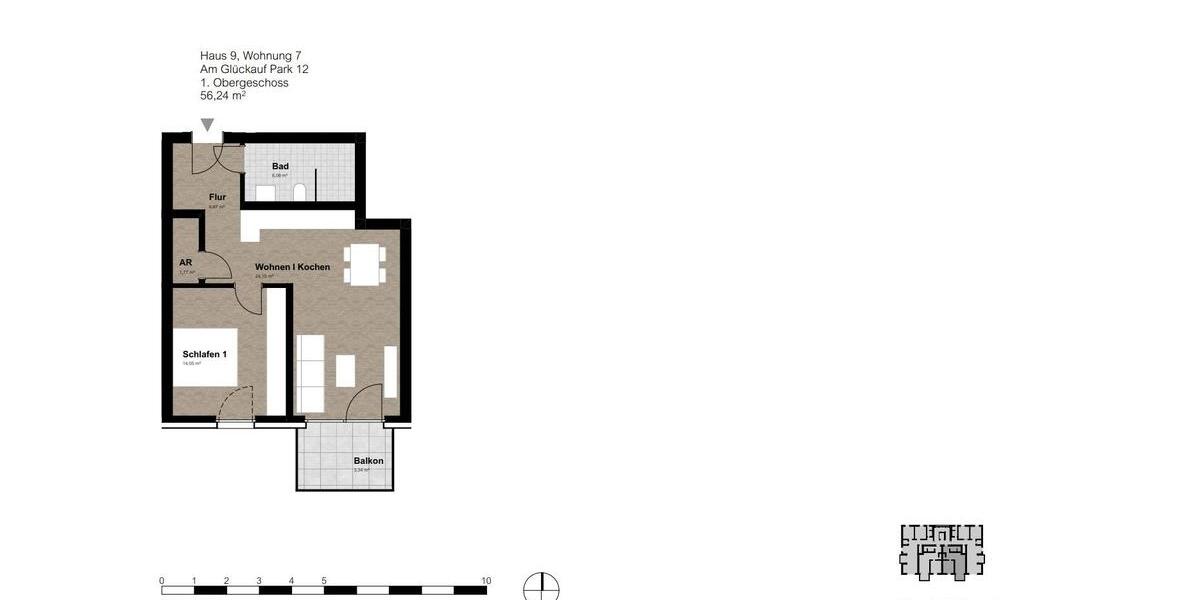 Etagenwohnung Gelsenkirchen Gelsenkirchen-Nord - 2 Zimmer, 56 m&sup2;, 675&euro; | Angebot:25852200