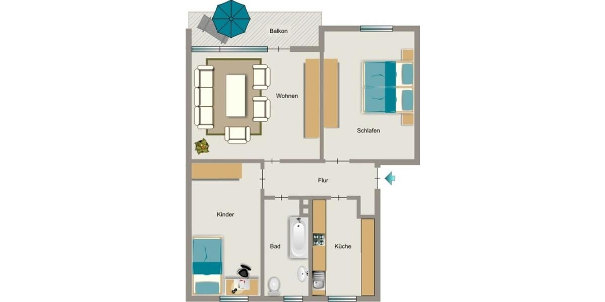 Etagenwohnung Moers Rheinkamp - 3.5 Zimmer, 67 m&sup2;, 525&euro; | Angebot:26486352