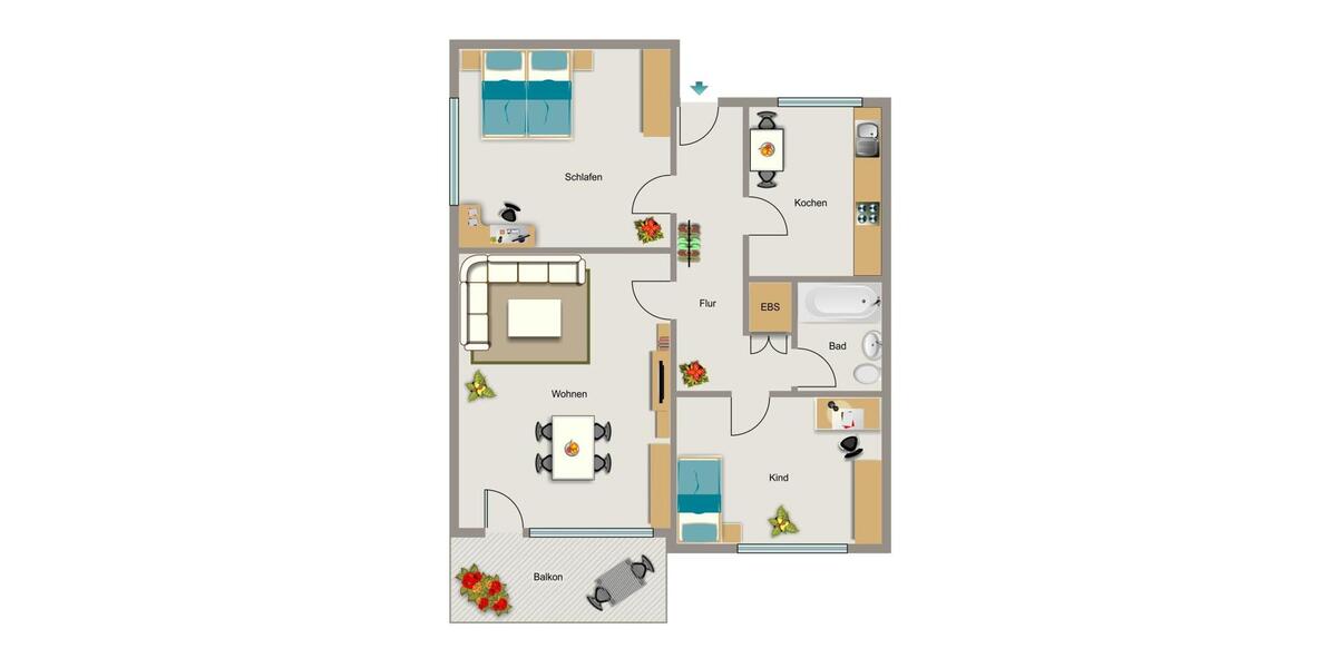 Etagenwohnung Kamp-Lintfort Lintfort - 3.5 Zimmer, 75 m&sup2;, 597&euro; | Angebot:26202319