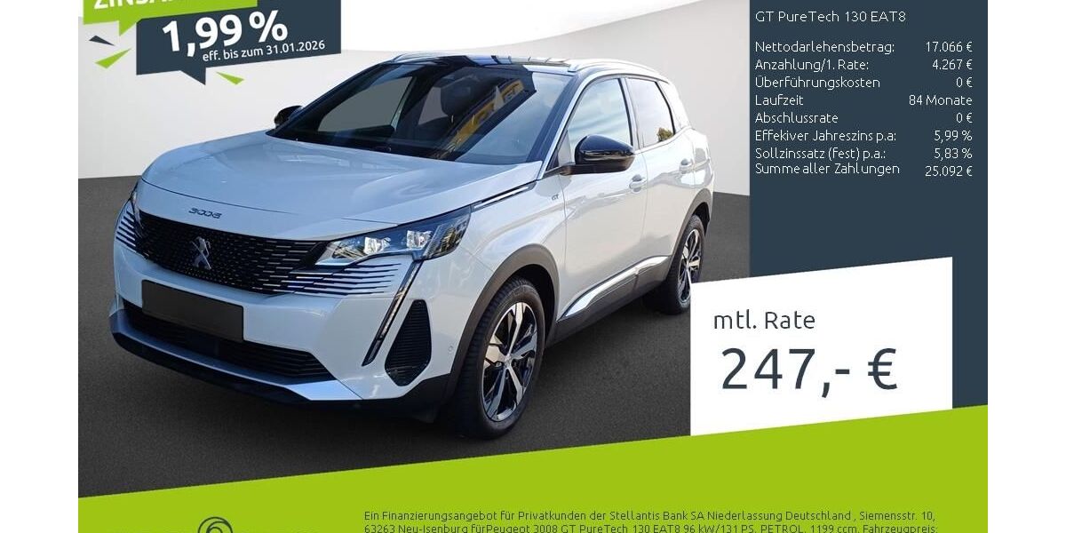 Peugeot 3008 20.939 km 21.333 &euro; Borken 46325