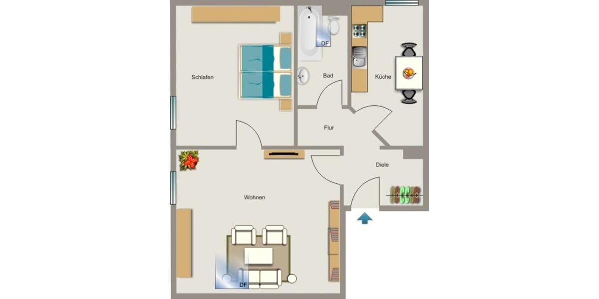 Dachgeschoßwohnung Duisburg Hamborn - 2.5 Zimmer, 45 m&sup2;, 267&euro; | Angebot:26187031