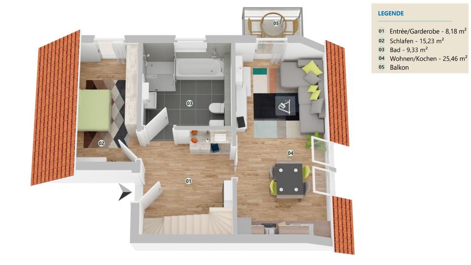 Etagenwohnung Wesel Bislich - 3 Zimmer, 74 m&sup2;, 990&euro; | Angebot:25313031